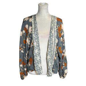 Boho Floral Kimono Cardigan | Open Front Lightweight Viscose | One Size